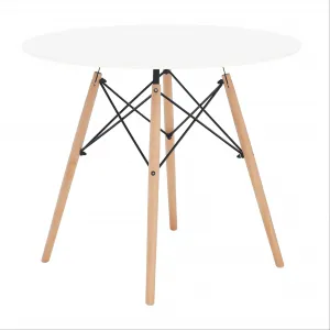 Jedálenský stôl, biela/buk, priemer 90 cm, GAMIN 2 NEW 90