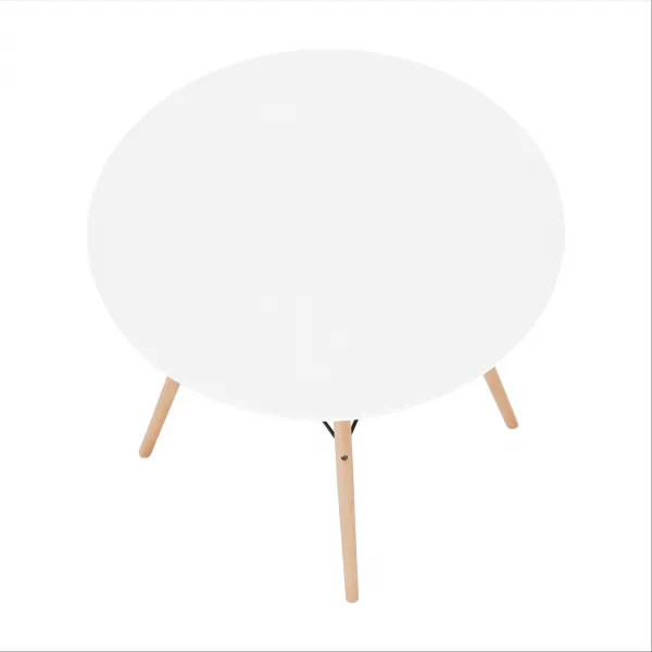 Jedálenský stôl, biela/buk, priemer 90 cm, GAMIN 2 NEW 90
