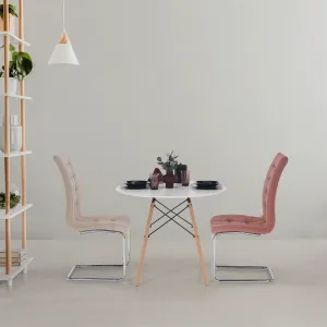 Jedálenský stôl, biela/buk, priemer 90 cm, GAMIN 2 NEW 90