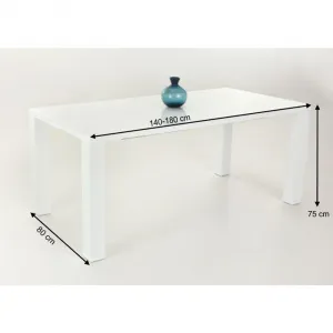 Jedálenský stôl rozkladací, biela vysoký lesk HG, 140-180x80 cm, ASPER NEW TYP 1