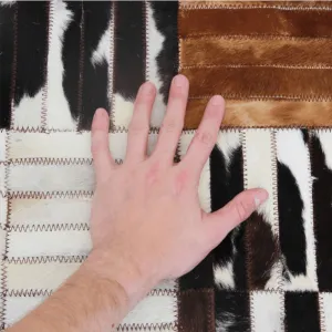 Luxusný kožený koberec, čierna/hnedá/biela, patchwork, 171x240, KOŽA TYP 4