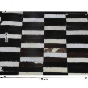 Luxusný kožený koberec,  hnedá/čierna/biela, patchwork, 120x180, KOŽA TYP 6