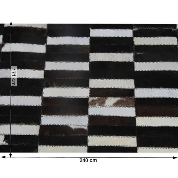 Luxusný kožený koberec, hnedá/čierna/biela, patchwork, 171x240, KOŽA TYP 6