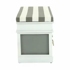 Lavica s vankúšom, 2 šuplíky, biela/sivá, SEAT BENCH 2 NEW