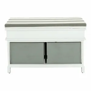Lavica s vankúšom, 2 šuplíky, biela/sivá, SEAT BENCH 2 NEW