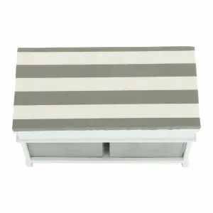 Lavica s vankúšom, 2 šuplíky, biela/sivá, SEAT BENCH 2 NEW