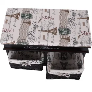 Lavica s vankúšom, 2 košíky, tmavohnedá/béžová/vzor, SEAT BENCH 3