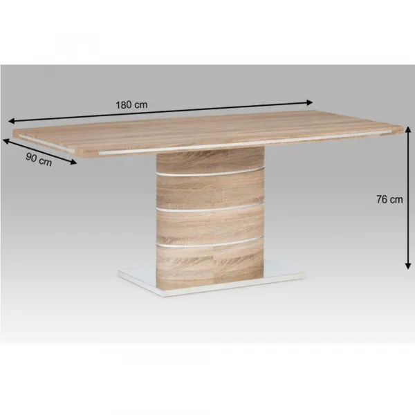 Jedálenský stôl, MDF, dub sonoma, 180x90 cm, AMAR
