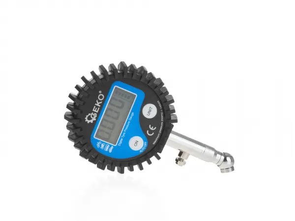 Geko Manometer digitálny na meranie tlaku pneu, 0-13,8 bar, s koncovkou 45 °