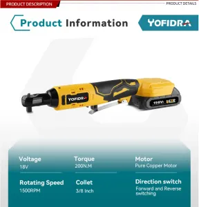OneVan / Yofidra YOFIDRA 3/8 palcový elektrický račňový kľúč vhodný pre batériu MAKITA 18V
