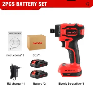 ONEVAN 23+1 momentový bezuhlíkový elektrický rázový skrutkovač, vrtačka 2-rýchlostný Batéria: Bez batérie