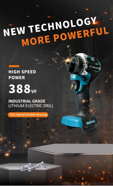 Drillpro 20 + 1 bez uhlíkový elektrický skrutkovač , vrtačka s krútiacim momentom 220Nm pre batériu MAKITA 18V Batéria: Bez batérie