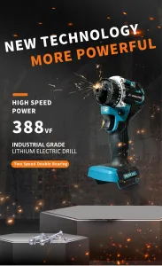 Drillpro 20 + 1 bez uhlíkový elektrický skrutkovač , vrtačka s krútiacim momentom 220Nm pre batériu MAKITA 18V Batéria: Bez batérie