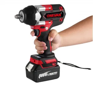 ONEVAN 1/2" 1800 N·m Momentový Bezuhlíkový Elektrický Rázový Uťahovák | Pre 18V Batériu Makita. Červeno čierna farba