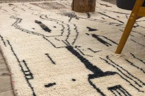 Ručne tkaný vlnený koberec BERBER BJ1077 Boujaad berber Boho, béžový / čierny