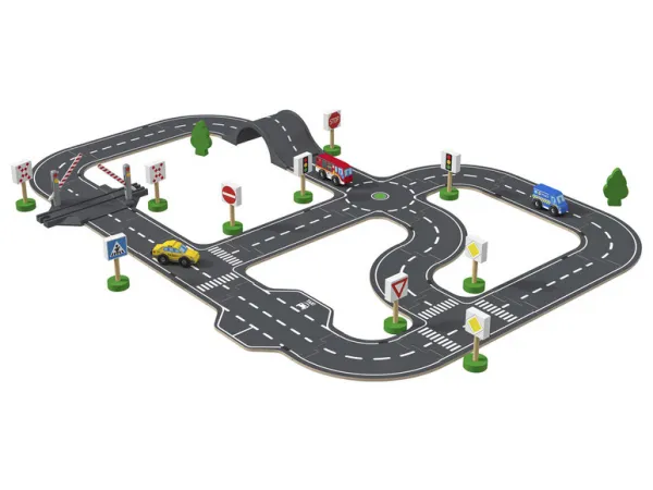 Playtive Drevená cestná súprava Mesto/Pretekárska dráha (mesto)