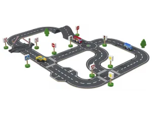 Playtive Drevená cestná súprava Mesto/Pretekárska dráha (mesto)