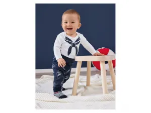 lupilu® Detské bavlnené tepláky pre bábätká Bio, 3 kusy (74/80, navy modrá/biela)
