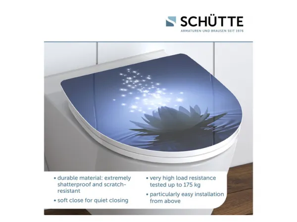 SCHÜTTE WC sedadlo pomalé zatváranie lesklé WATER LILY Duroplast