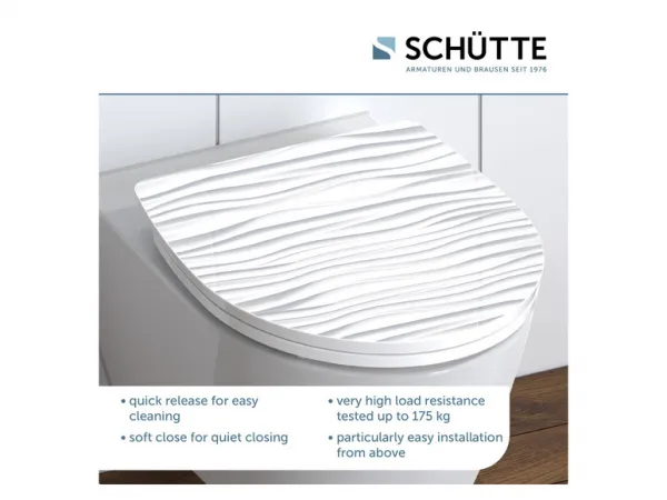 Schütte WC doska so spomaľujúcim mechanizmom (biela vlna)