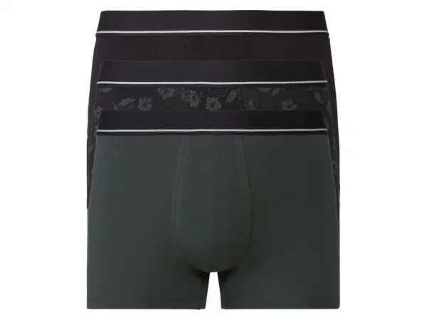 Livergy® Pánske boxerky, 3 kusy (S, tmavozelená/čierna)