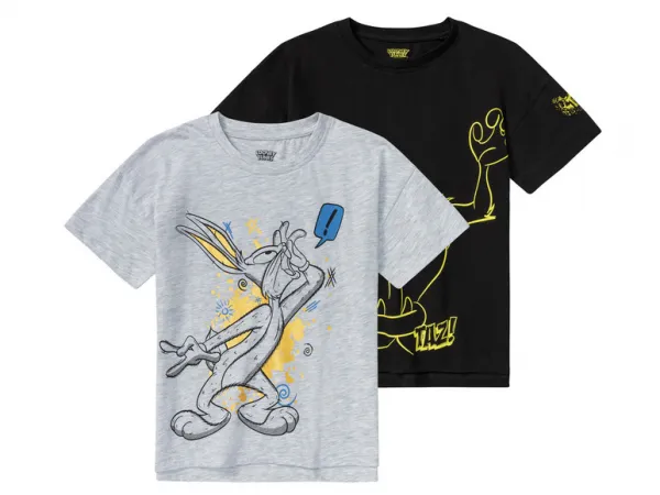 Chlapčenské tričko, 2 kusy (98/104, sivá/čierna Looney Tunes)