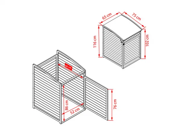 Habau Záhradný box na smetný kôš, 120 l (prírodná)