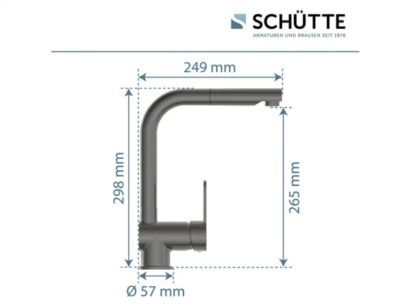 Schütte Kuchynská batéria London s výsuvnou sprchou (grafit)