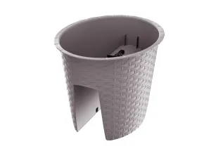 Prosperplast Súprava kvetináčov na zábradlie, 3-dielna (oválny, kávová, 298 x 242 x 225 mm)
