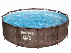 Bazén Bestway® Power Steel™ Deluxe Series™, 56709, vzor ratan, filter, pumpa, rebrík, 3,66x1,00 m