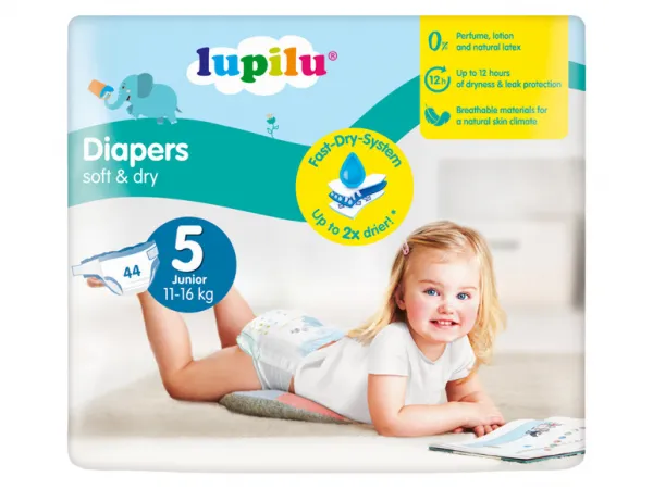 lupilu® Detské plienky Junior 5, 220 kusov