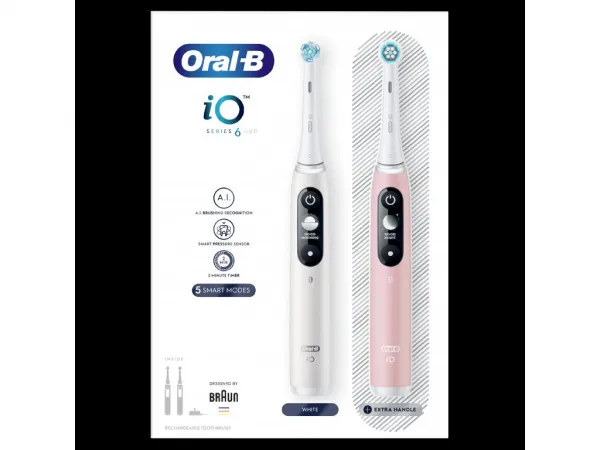 Oral-B iO Series 6 DUO White/Pink elektrický zubní kartáček 2ks