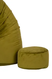 JAKS Sedací vak s podnožkou olivový velúr