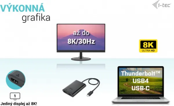 i-tec USB-C Dual 4K/60Hz (single 8K/30Hz) HDMI Video Adapter