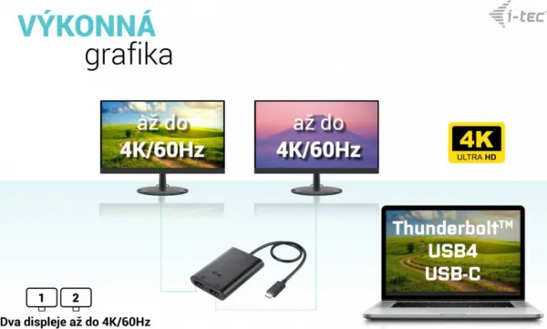i-tec USB-C Dual 4K/60Hz (single 8K/30Hz) HDMI Video Adapter