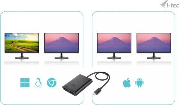 i-tec USB-C Dual 4K/60Hz (single 8K/30Hz) HDMI Video Adapter