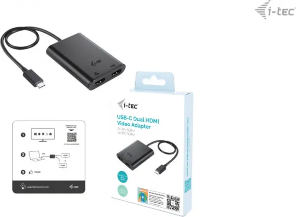 i-tec USB-C Dual 4K/60Hz (single 8K/30Hz) HDMI Video Adapter