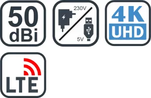 EVOLVEO Xany 4 LTE 230/12V, 50dBi aktivní pokojová anténa DVB-T/T2, LTE filtr