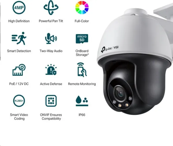 TP-Link VIGI C540(4mm), 4MP, PTZ, PoE, IR 30m, Micro SD card