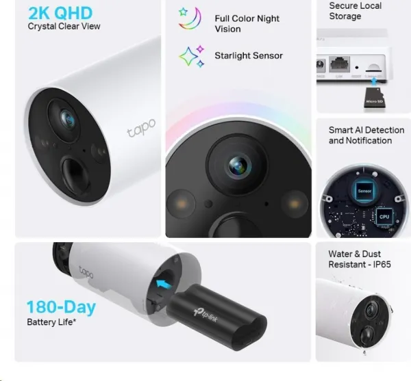 TP-Link Tapo C420S2 - 2x Tapo C420, 1x Tapo H200 (4MP, 2K QHD, IR 15m, WiFi, micro SD card, IP65)