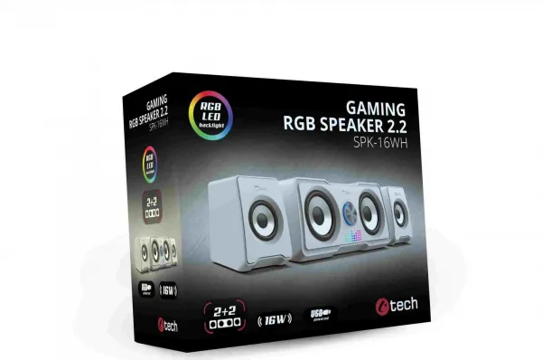C-TECH reproduktory SPK-16, 2.2, RGB, bílá