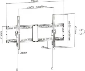 GEMBIRD Držák TV WM-90T-01, 43"-90" (70kg), náklopný
