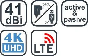 EVOLVEO Xany 2C LTE 230/5V, 41dBi aktivní pokojová anténa DVB-T/T2, LTE filtr