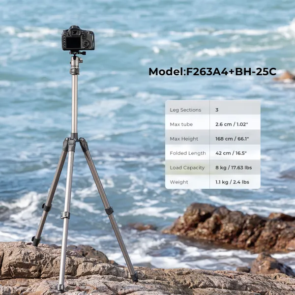 K&F Concept K&F 66"/168 cm statív pre fotoaparát, ľahký a kompaktný hliníkový super... 30888
