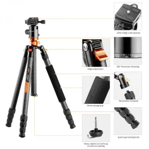 K&F Concept SA284C1 Súprava statívu/monopodu z uhlíkových vlákien s guľovou hlavou 22916