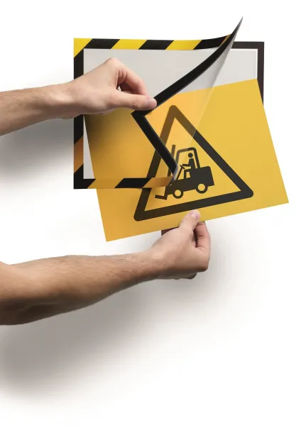 Durable Samolepiaci Duraframe Security A4, žlto-čierny, bal.2 ks