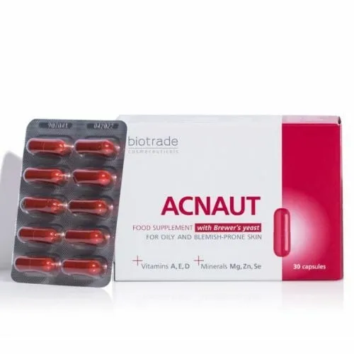 Doplnok stravy s pivovarskými kvasnicami pre mastnú a problematickú pleť Acnaut Biotrade 30ks