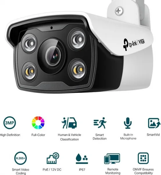 TP-Link VIGI C330(6mm), 3MP, Bullet, PoE, IR 30m, Micro SD card
