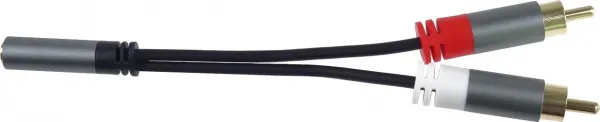 PremiumCord kabel HQ Jack 3.5mm Female - 2x CINCH Male 15cm