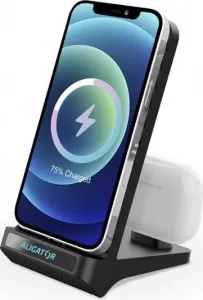 Aligator Stojánek s bezdrátovým nabíjením 15W a USB-C konektorem, 2v1, černý